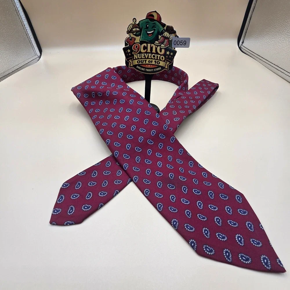 Robert Talbott Clyde Campbell Mens Silk Tie Burgundy Paisley Hand Sewn Italy